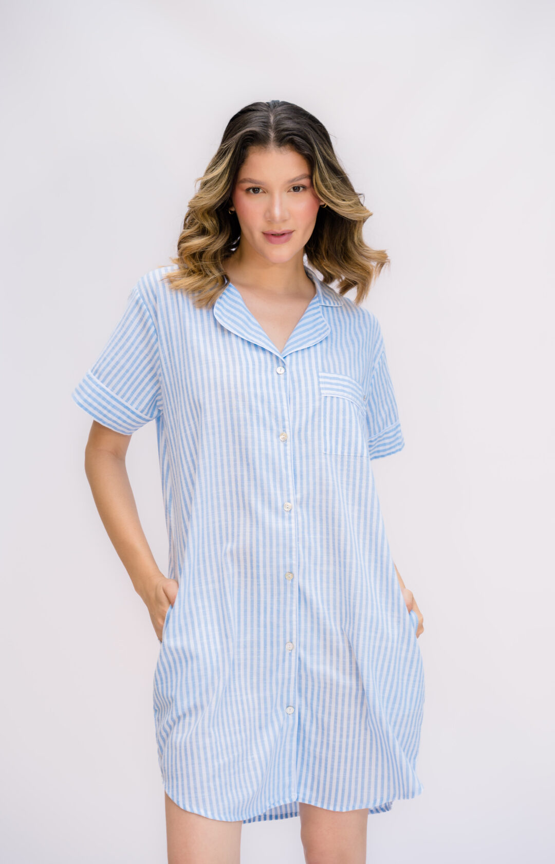 NAVY BATA MANGA CORTA